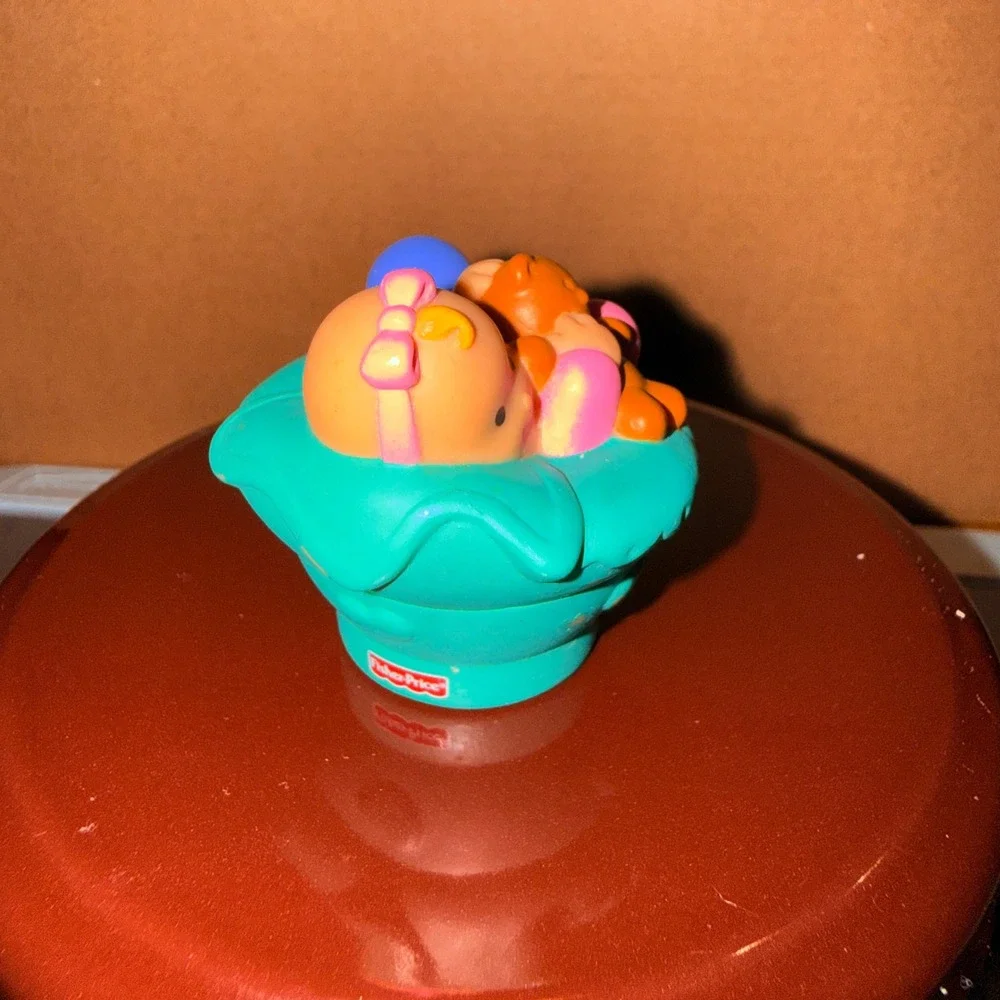 Fisher-Price Little People Baby Girl Teddy‎ Bear Figure 2001 Teal Good Vintage